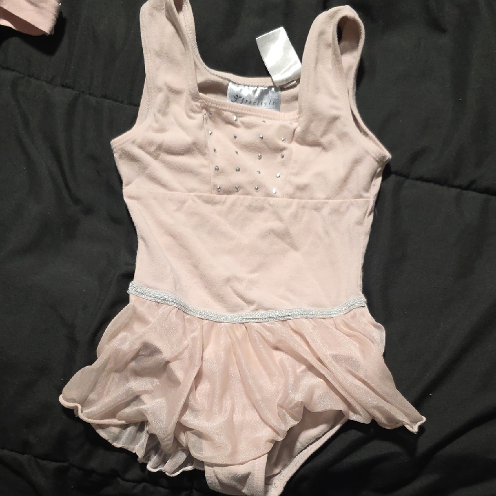 Pink Sleeveless Dance Leotard with Skirt